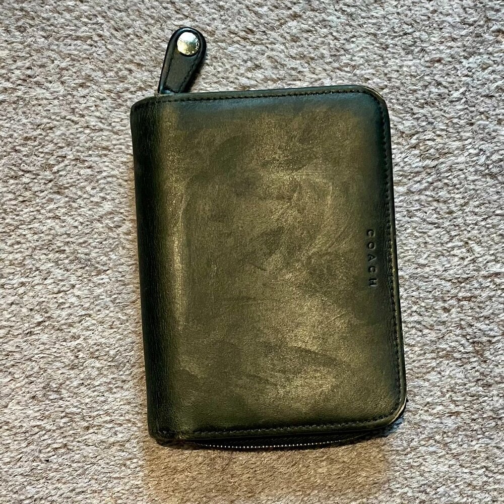 Vintage Coach Black Zip Credit Card Compact Case 6998